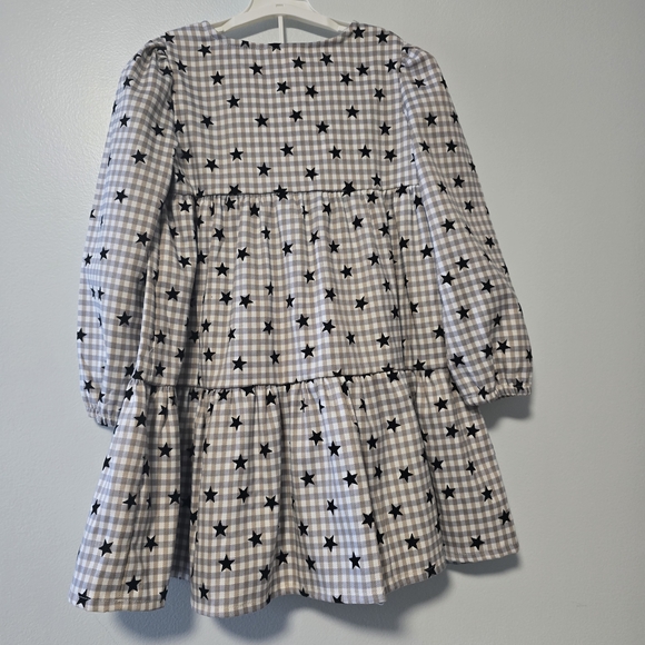 Cat & Jack Gray and White Checkered Star Print 3-Pc Dress, Vest, Tights Size 5T - Picture 9 of 15